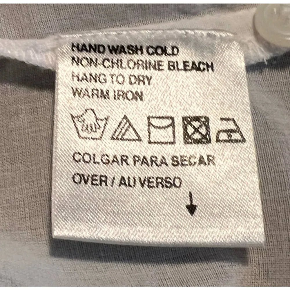 Liz Claiborne Liz Sport White Button Front Light Weight Floral‎ Blouse Size L - Image 4