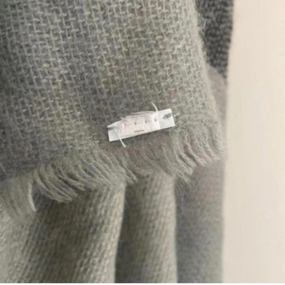 Grey Plaid Patchwork Print Large Square Multi Use Scarf Shawl Shrug Cape Gray - Image 4