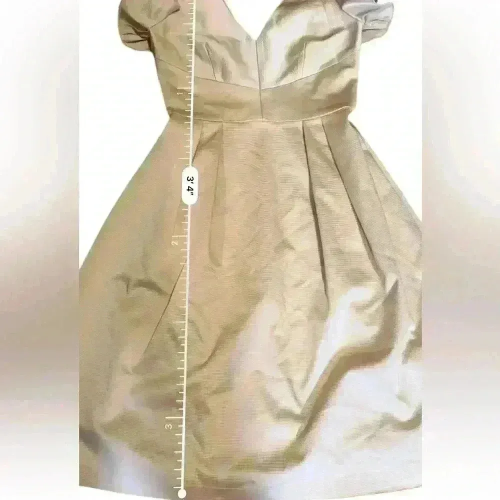 Cremieux Dress Classic Holiday Gold Formal Dress Champagne Flutter Sleeve Size 4 - Image 10