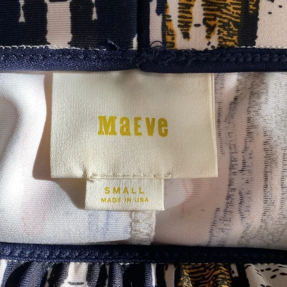 Anthropologie Maeve Igazu pencil skirt navy orange gold cream size small - Image 6