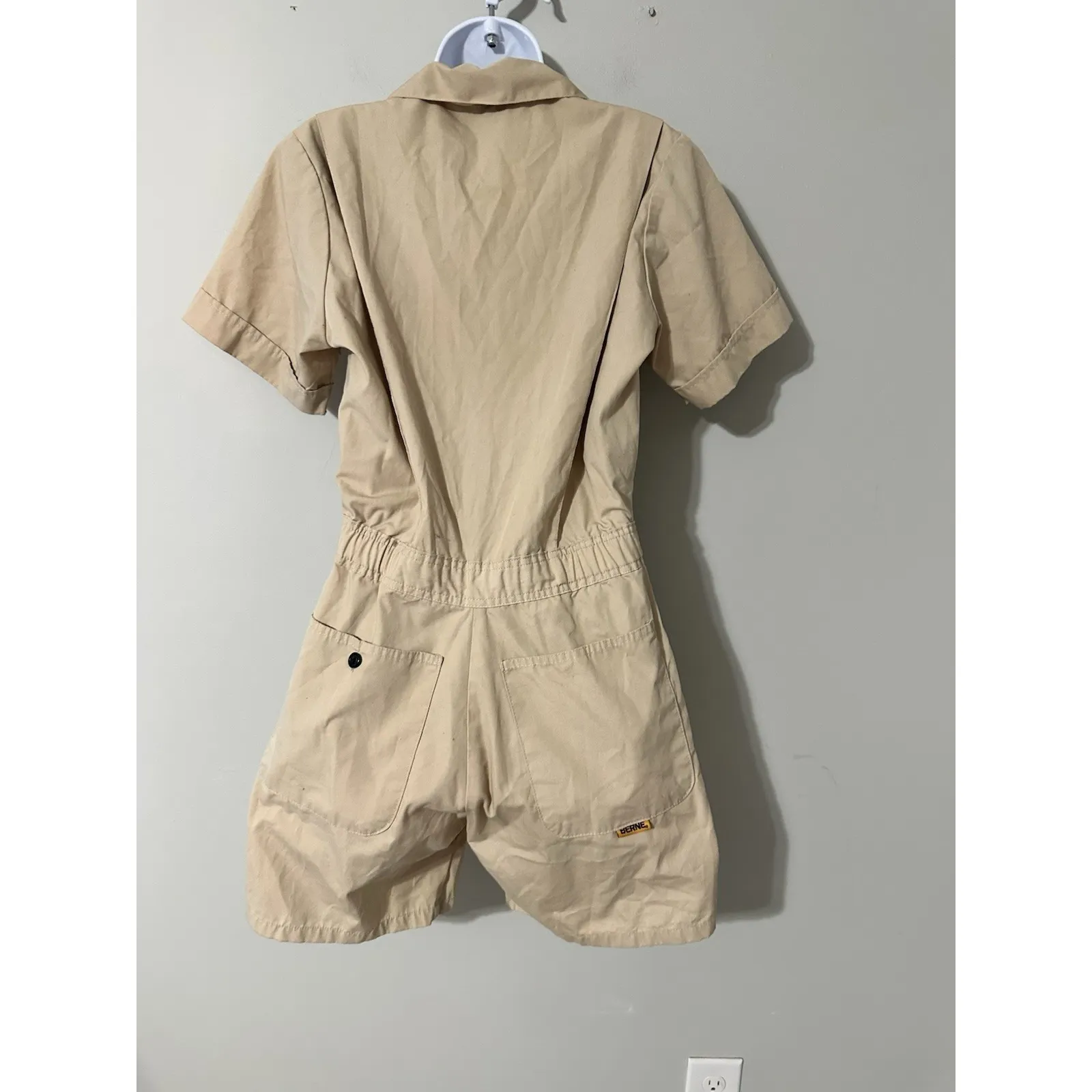 BERNE P700 Heritage Short Sleeve Coverall Romper Jumpsuit Shorts Women's Size S Tan - Image 6