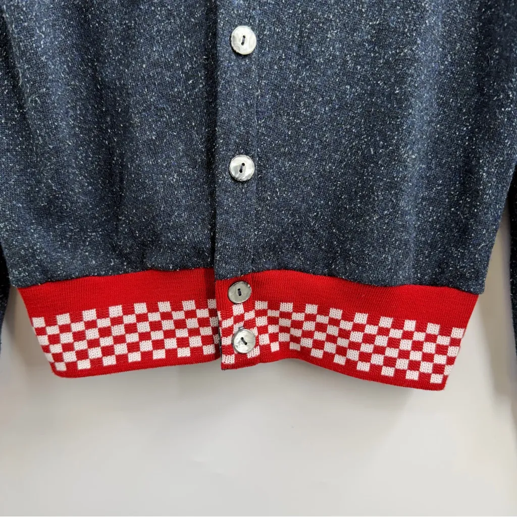 Tuesday Bassen Camp Collection Scorpion Blue & Red Checkered Cardigan Small - Image 4