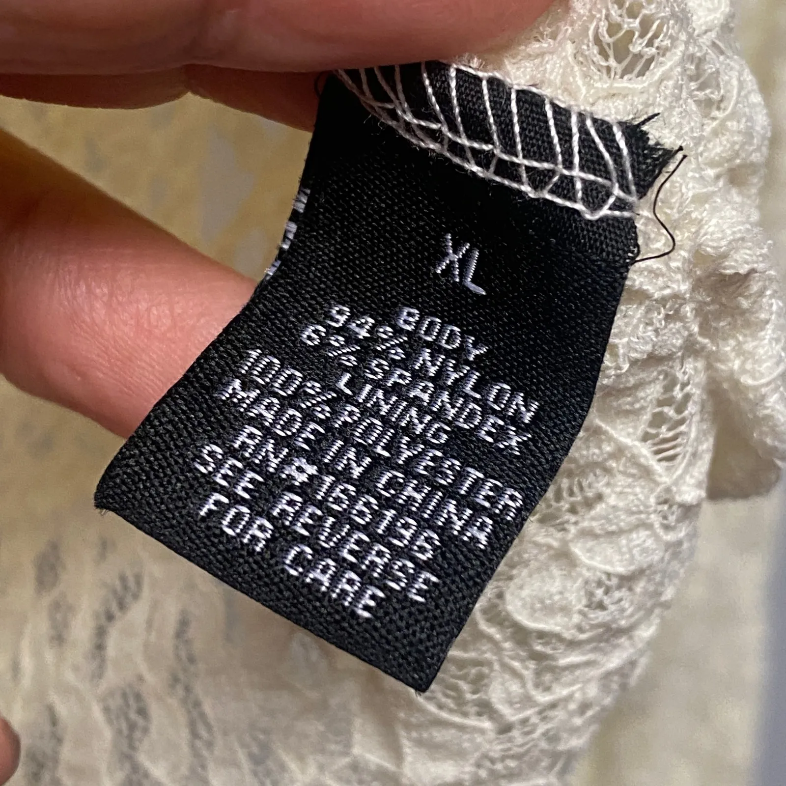 Sugar Kiss Babydoll Lace Crop Top Long Sleeve Cream XL Cottage Fairy Coquette Yellow - Image 4