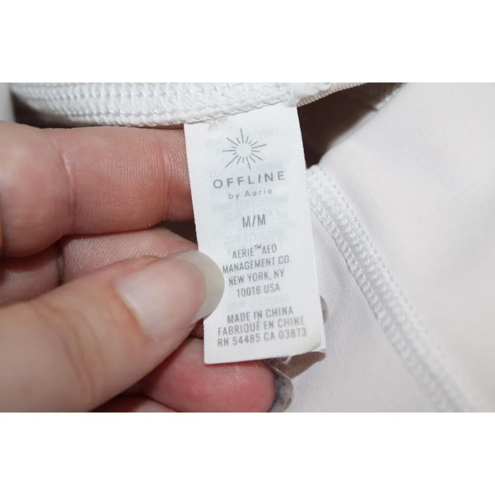 Womens Offline by Aerie Goals 7/8 Leggings Hi-Rise White Mesh Nylon Size Medium - Image 5