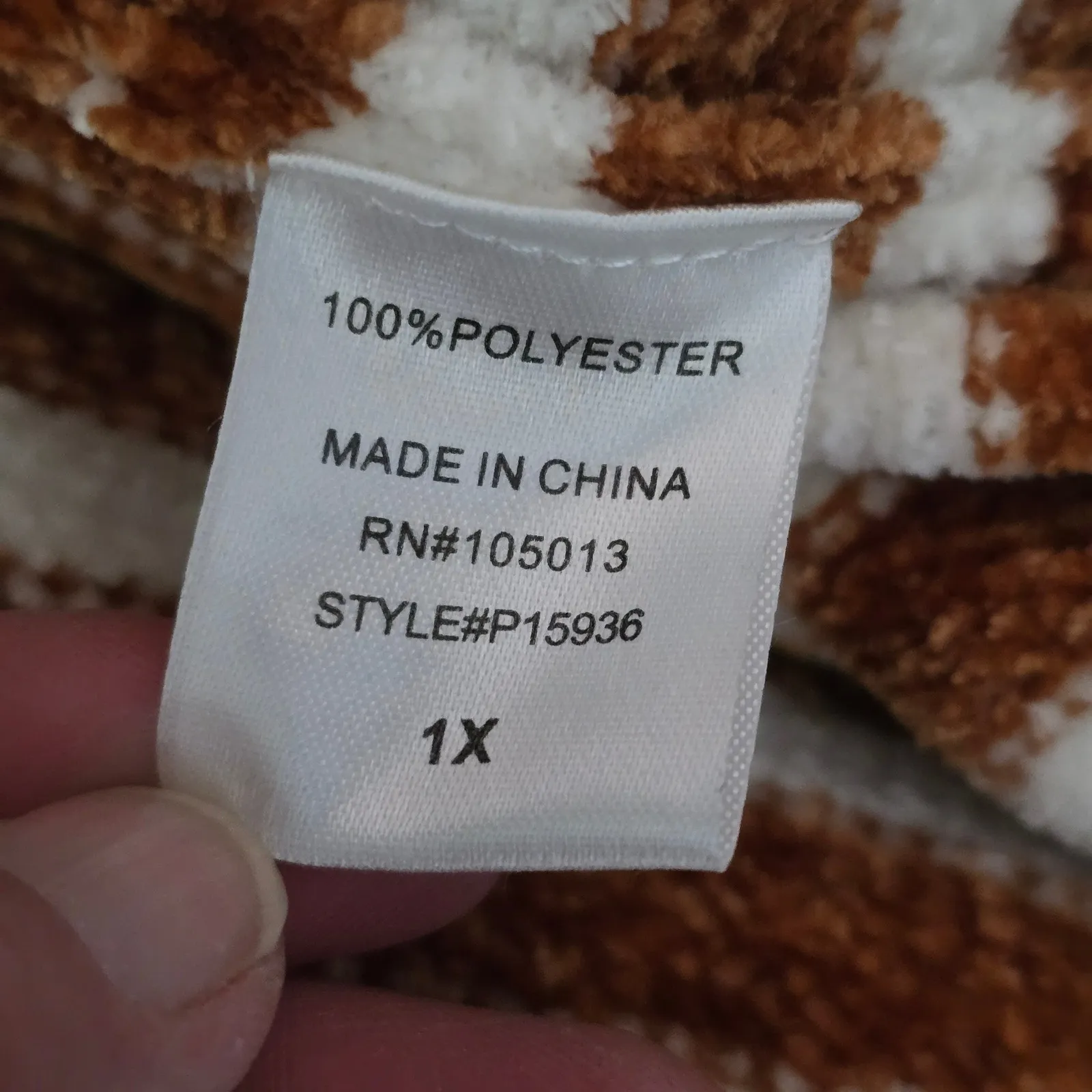 ANDRÉE BY UNIT Brown White Stripe Chenille Henley Sweater Plus Size 1X - Image 7