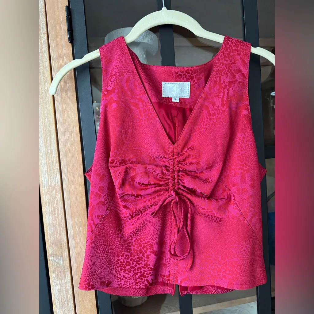 Y2K Vintage ruched top crop 90s mixed print animal textured satin alberto makali - Image 5