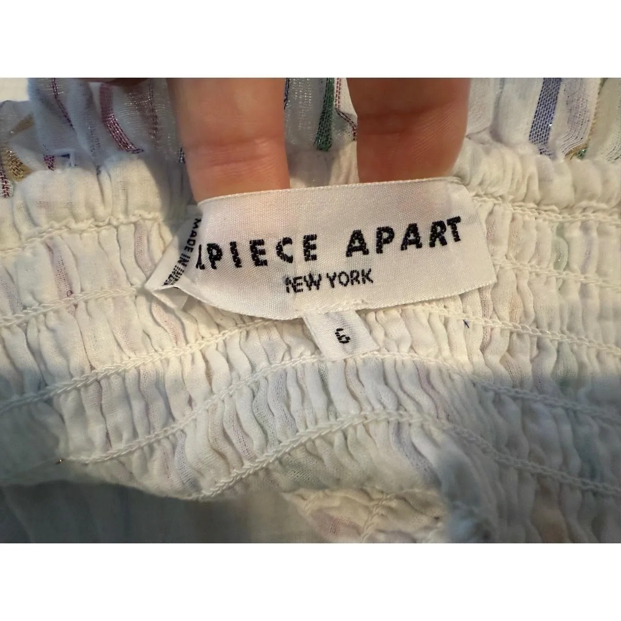 Apiece Apart Top Womens Size 6 Multicolor Strapless Ruffle Trim Metallic - Image 4