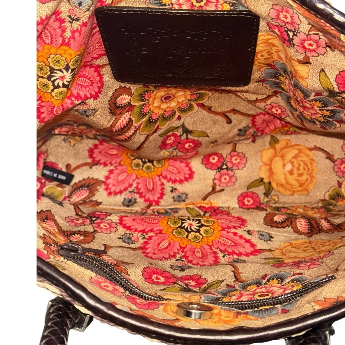 Brighton  Raffia Woven Brown Leather Top Handle Bag with Charms - Image 6