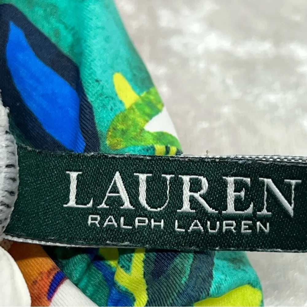 Lauren Ralph Lauren Sz. 10 Rainforest Multicolor Halter Mio 1 Piece Swimsuit Blue - Image 4