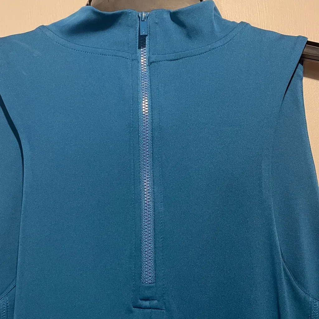 Lou & Grey- NWT Luvstretch Mock Neck Halter Athletic Dress Teal Blue Shelf Bra L - Image 6