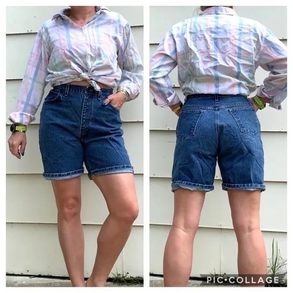 Vintage super high rise wedgie 90s jean shorts Size 12 - Image 2