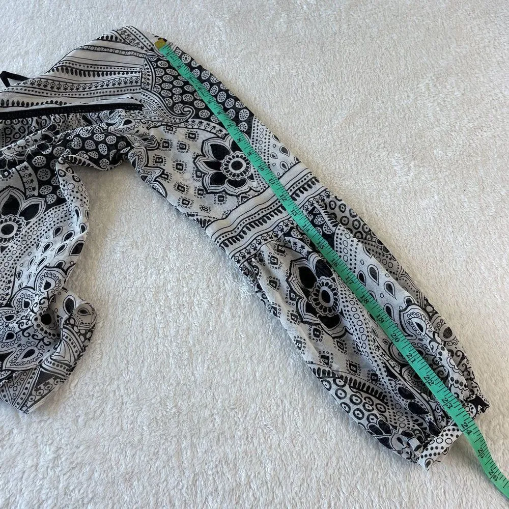 Ann Taylor Loft Floral Sheer Blouse Womens M‎ Black Long Sleeve Boho Festivalk - Image 11