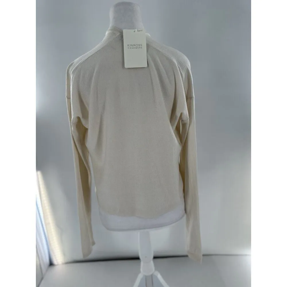 Kinross Cashmere Dress Cardigan Sz S Silk Ivory Dainty Old Money Quiet Luxury​ - Image 4