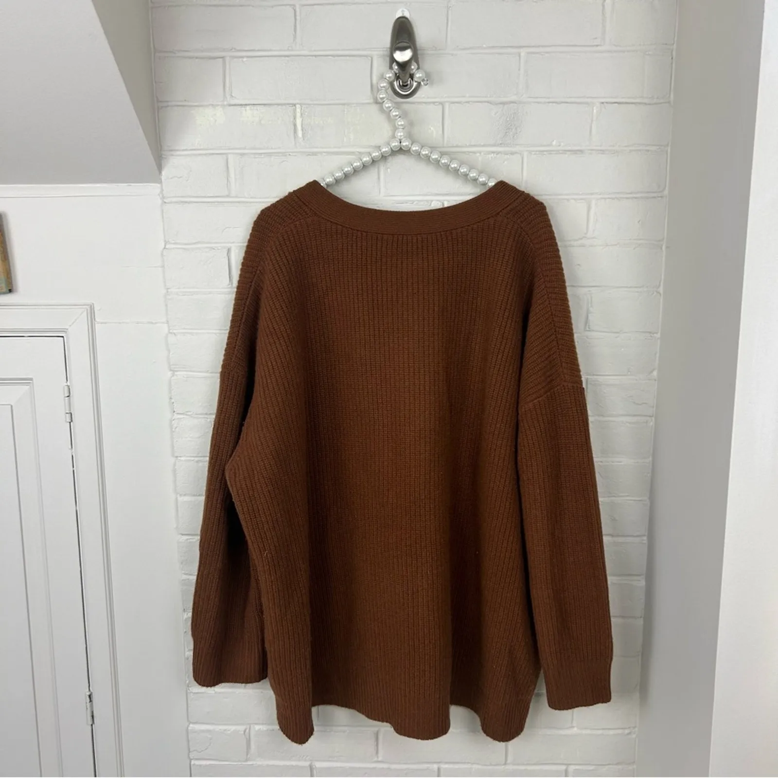 Jenni Kayne RARE Cinnamon Brown Cashmere Cocoon Cardigan Sweater Size XL - Image 12