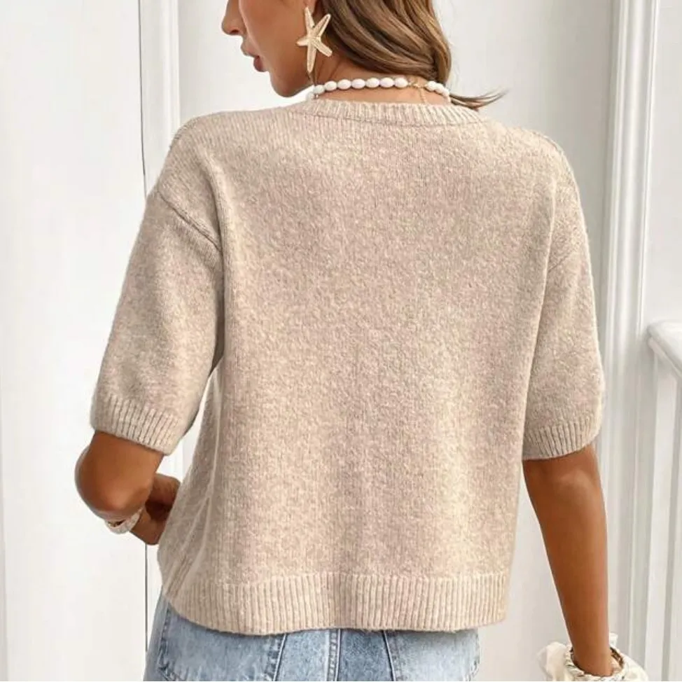 SheIn  Beige/Tan Bow-Knot Sweater - Image 3