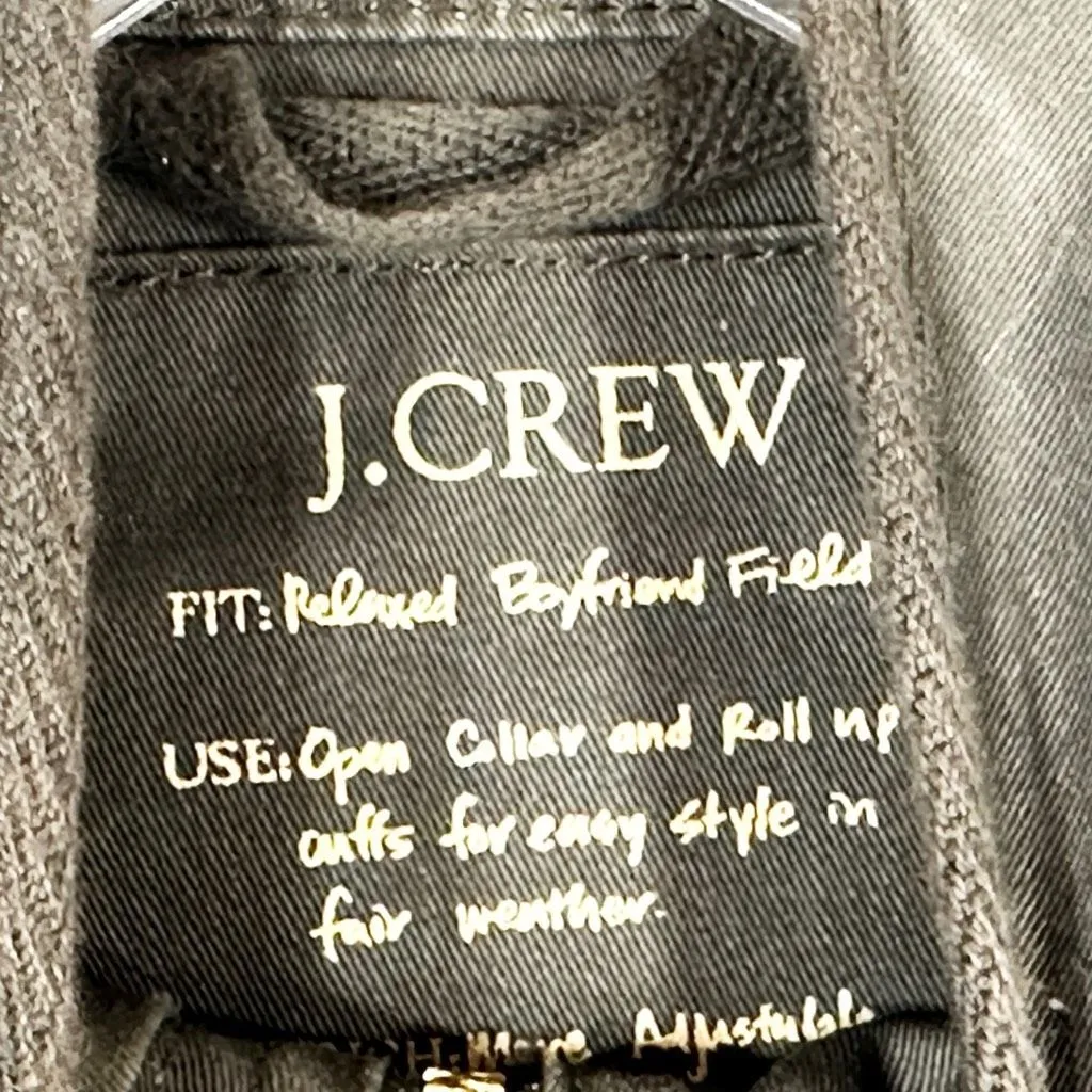 J Crew Size XXS Jacket Resin Coated Twill Dark Green Gold Snap Zip‎ Pockets 403 - Image 6