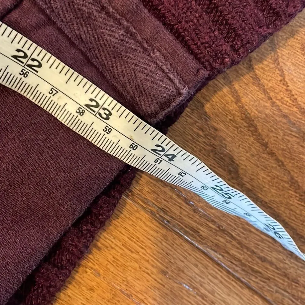 Splendid burgundy hoodie mixed media ribbed arm wool blend M - Image 4