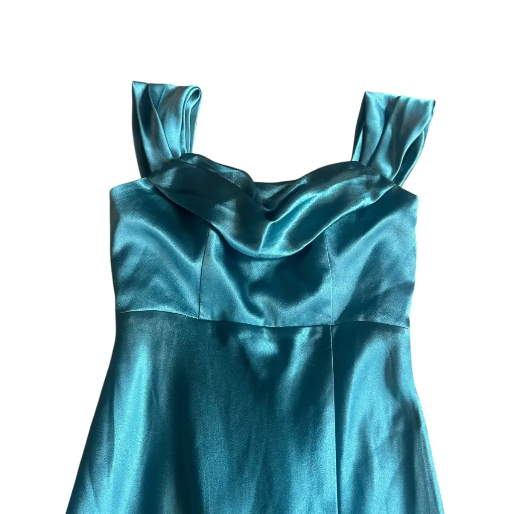 Birdy Grey Mia Shiny Satin Dress Gown Sea Glass High Slit Small Women's NWT - Image 3