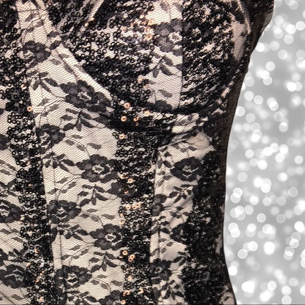 Shirley of Hollywood black lace sequin corset top - Image 3