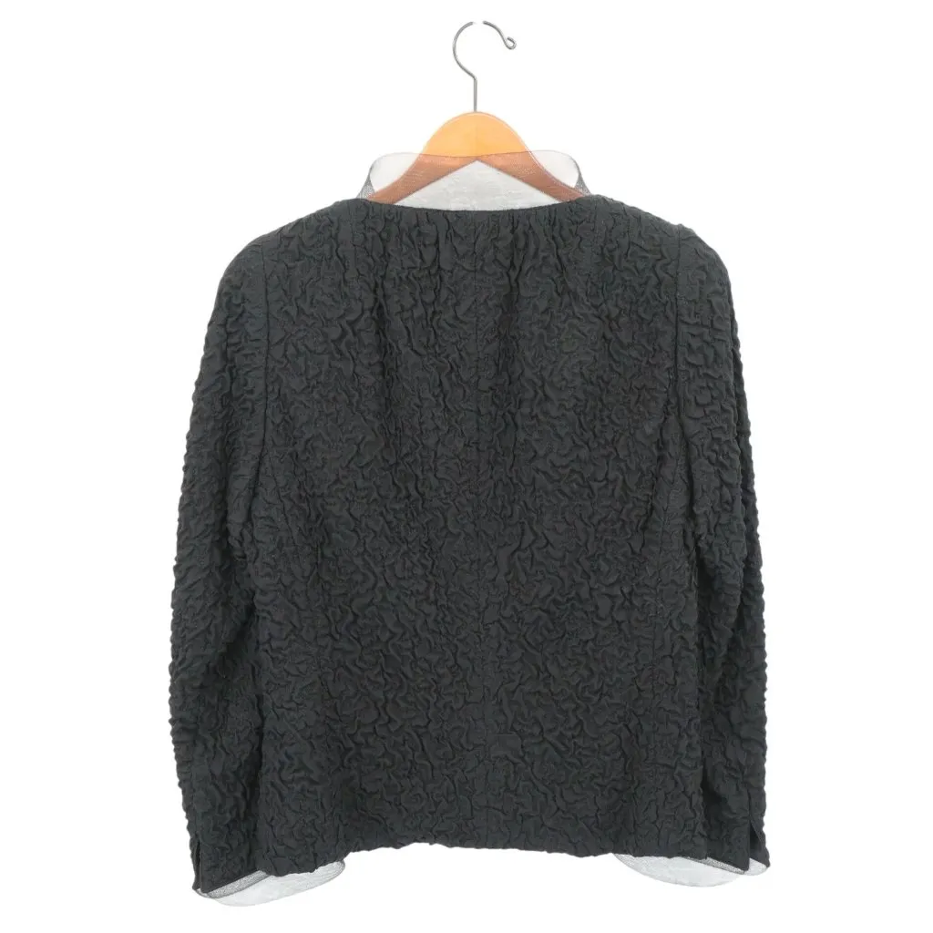 Akris Rippled Silk Textured Mesh Trim Black Evening Jacket 14 - Image 5