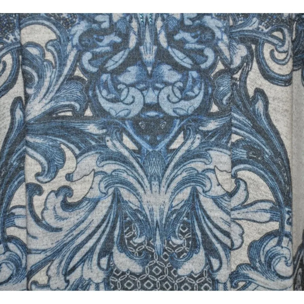 Catherines Blue Studded Paisleys Pullover Tunic Blouse Top Plus Size 3X 26W 28W - Image 4