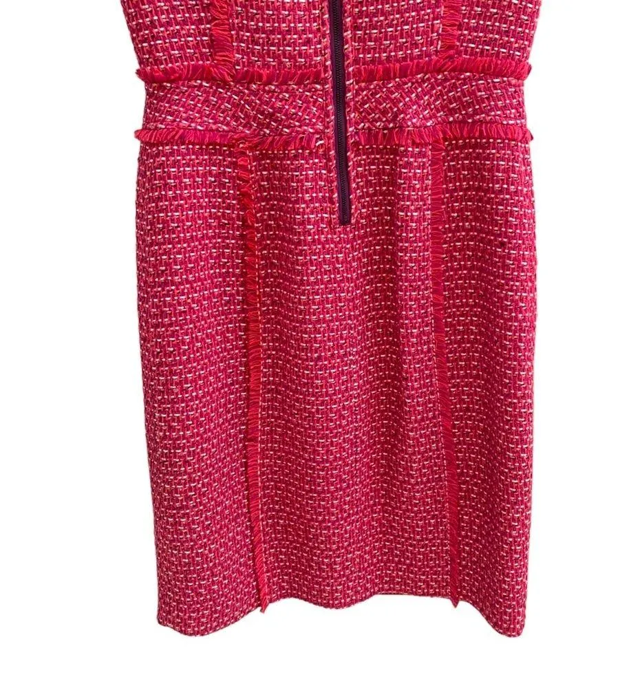 Tory Burch Women’s Petula Merlot Tweed Fringe Sleeveless Sheath Dress size 2 - Image 6