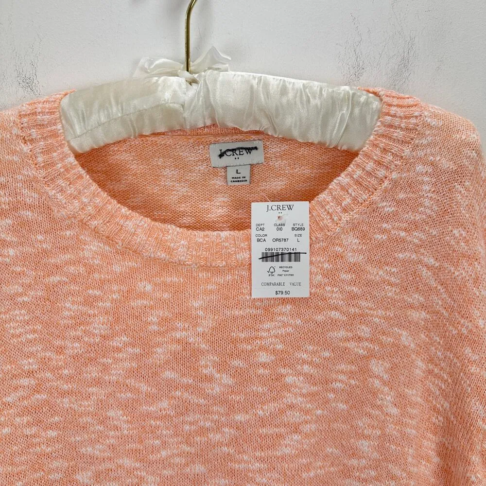 J.Crew Crewneck Beach Sweater Pullover Lightweight Orange Cotton Blend Large NWT - Image 5