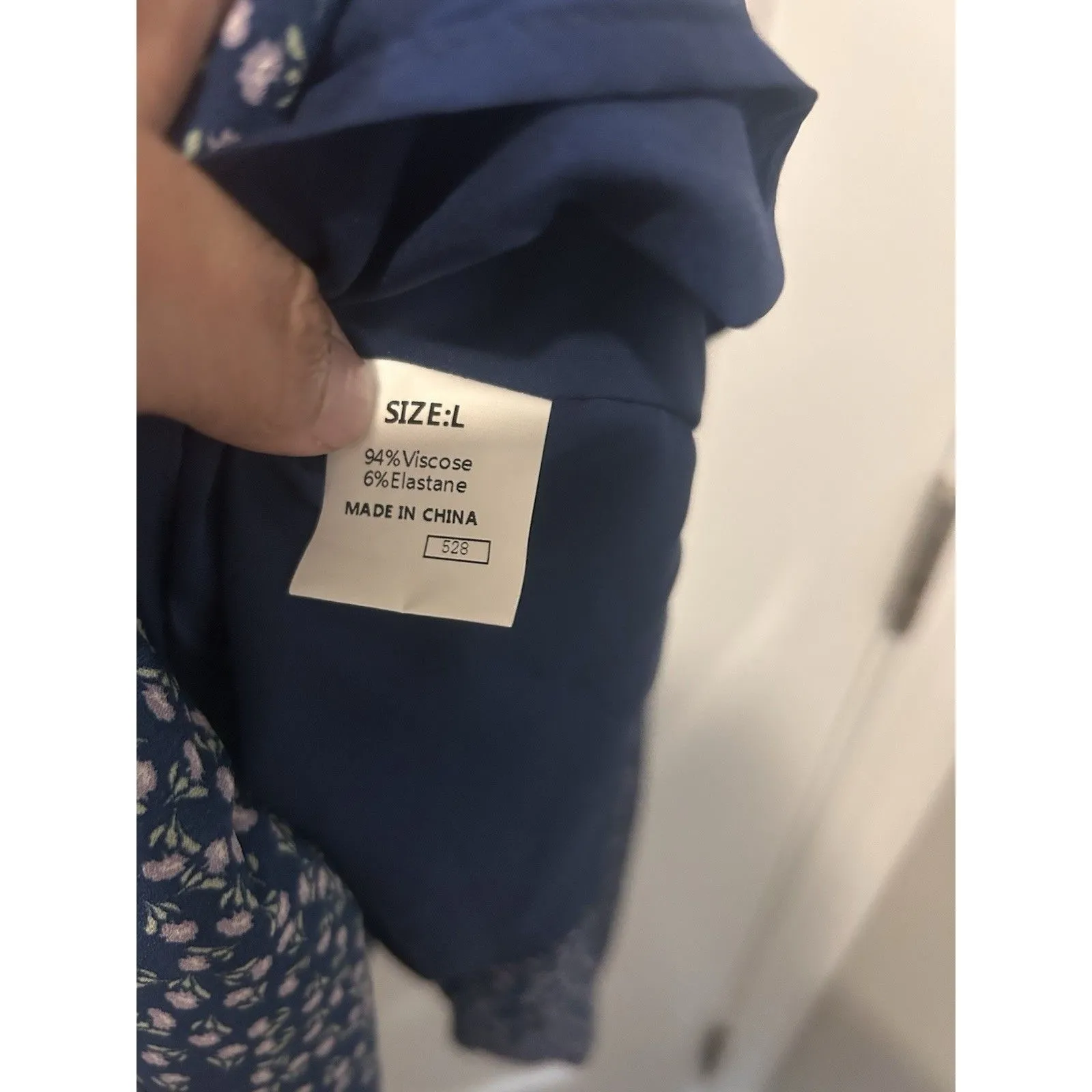 Women's Size Large Blue Maxi Dress Knit Top Woven Floral Bottom Cottage Modest - Image 4