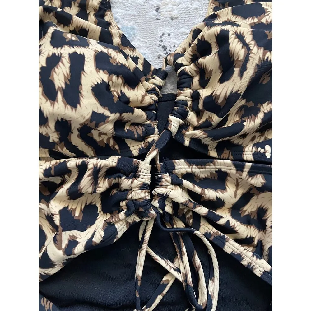 Leopard Print Criss Cross Cut Out One - Image 3