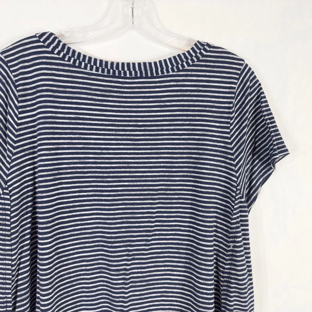 ModCloth Plus Size 2X Top Knit Tee Navy Blue Striped Short‎ Sleeve Scoop 1612 - Image 7