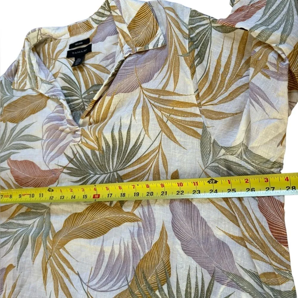 Tahari Linen Blouse Floral Hawaiian Resort Vacation Tunic Womens Size 3X - Image 9