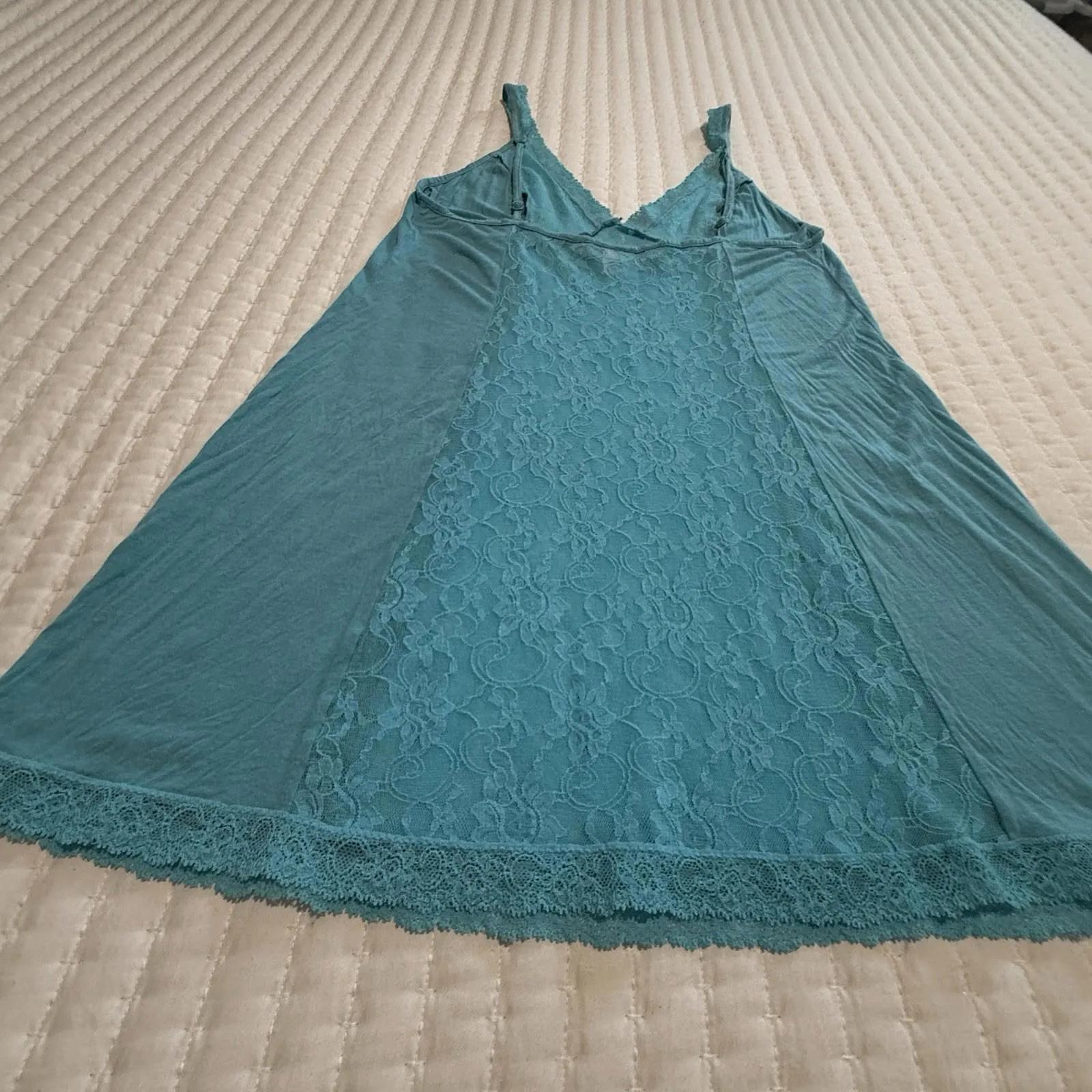 Victoria’s Secret Blue Slip Nightie M Medium See Through Lace Center Strips - Image 5