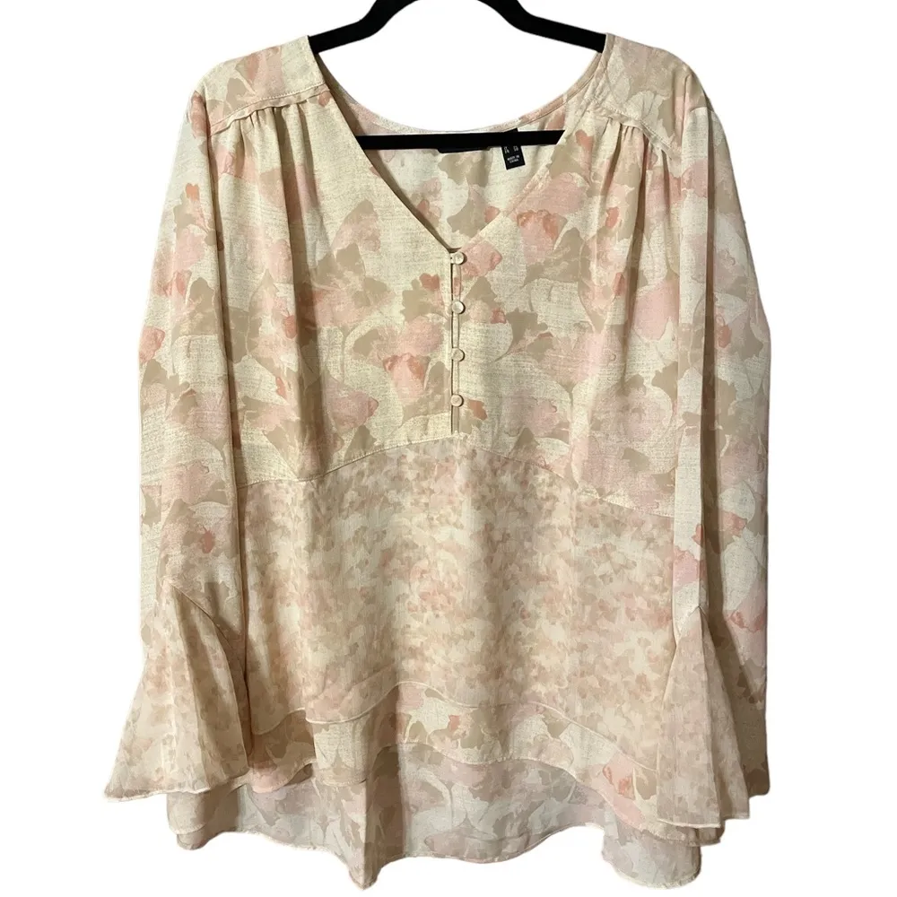 H by Halston  V-Neck Double Layer Flounce Top - Image 2