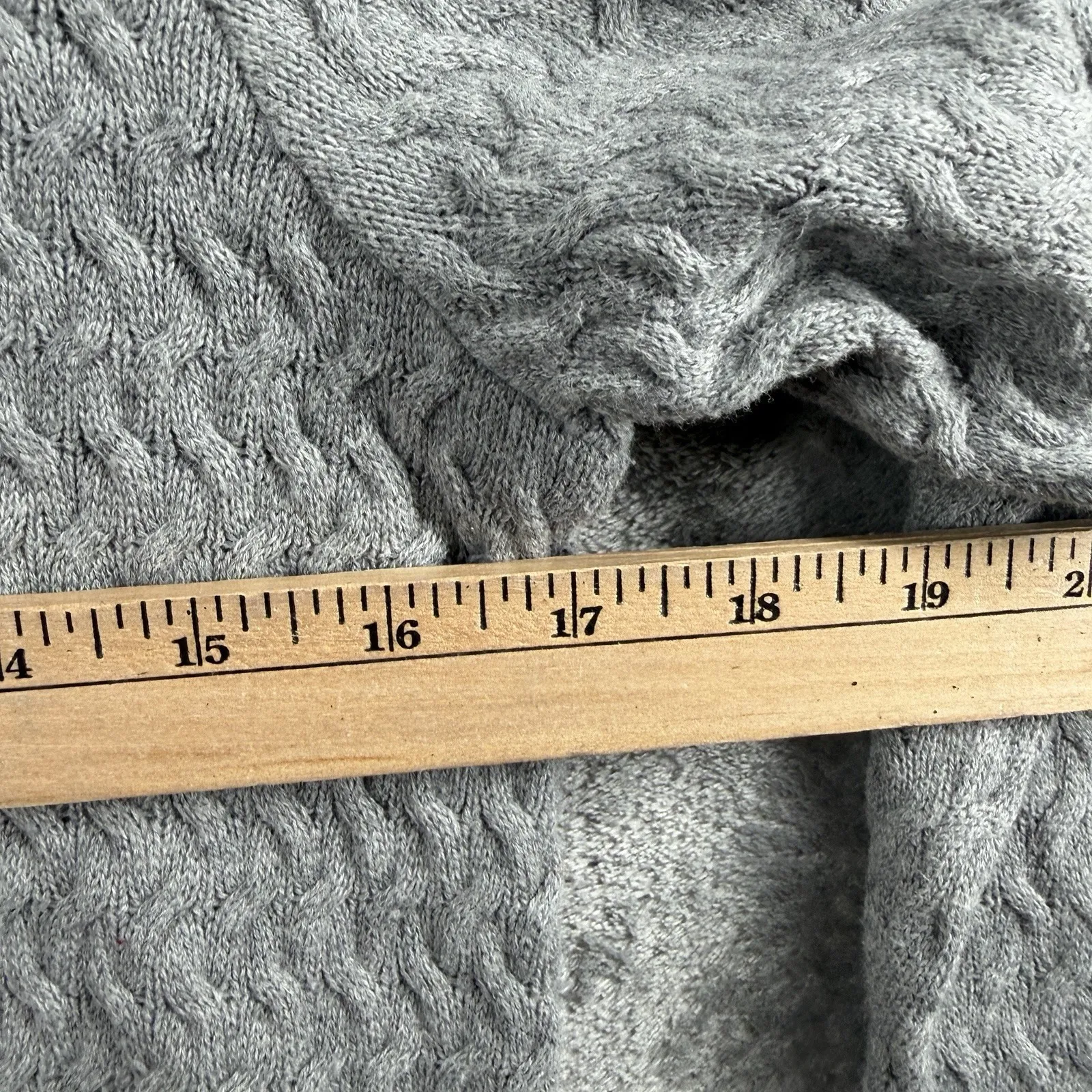 Lands End XS Gray Cable Knit Turtleneck Sweater Cotton Preppy Coastal Grandma - Image 10