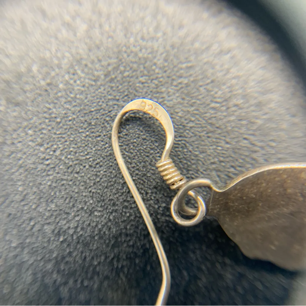 Denim Lapis Sterling Silver Feather Dangle Earrings Southwest Native Blue - Image 5