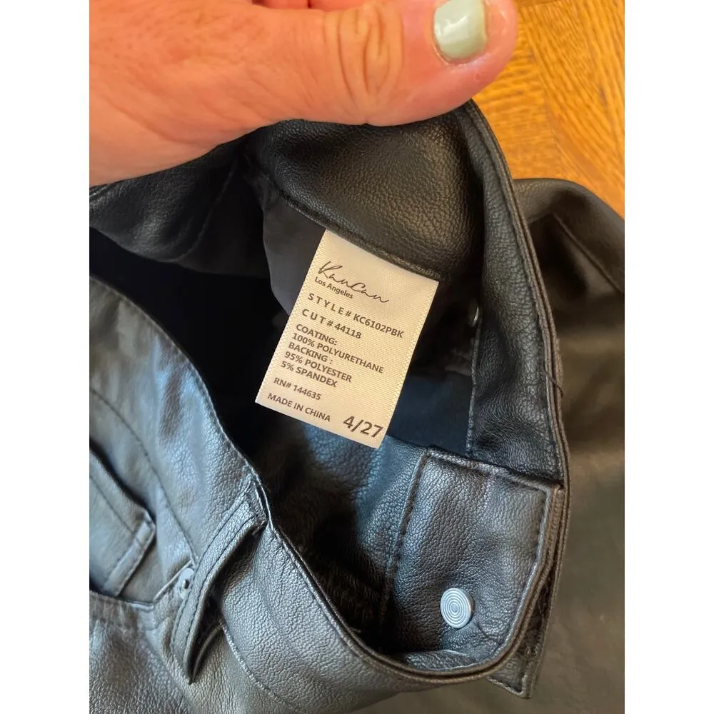 KanCan vegan leather bell bottom pants size 4 Black - Image 4