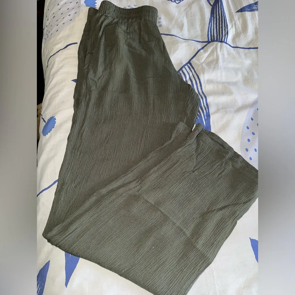 Three Dots Women's Forest Green Wide Leg Pants - Image 6