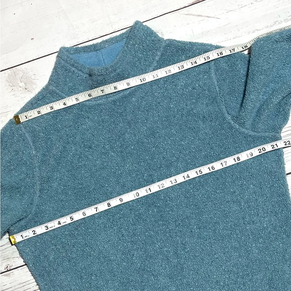 L.L. Bean Blue Pile Fleece Mock Neck Long Sleeve Sweater Sweatshirt Size M - Image 7