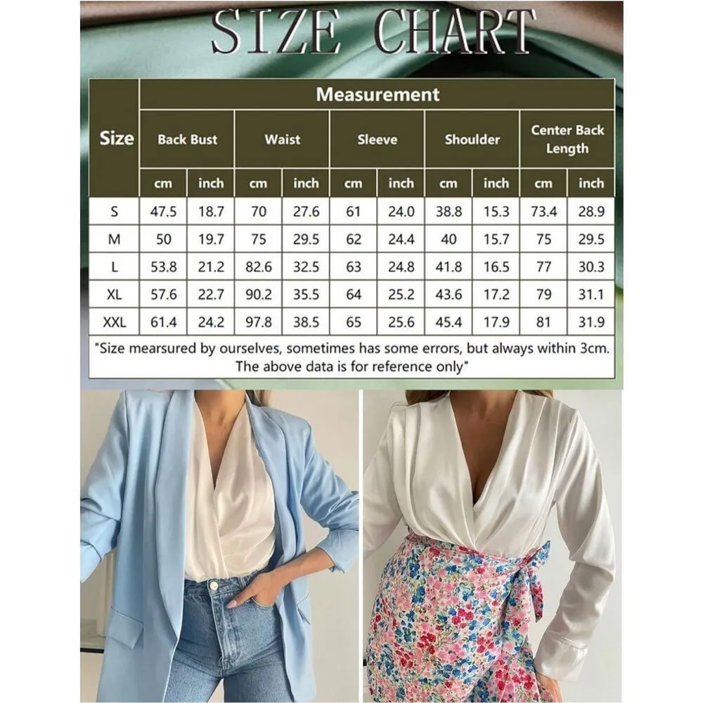 NEW Chigant Black Bodysuit Satin Snap Closure Wrap M Black Size M - Image 5