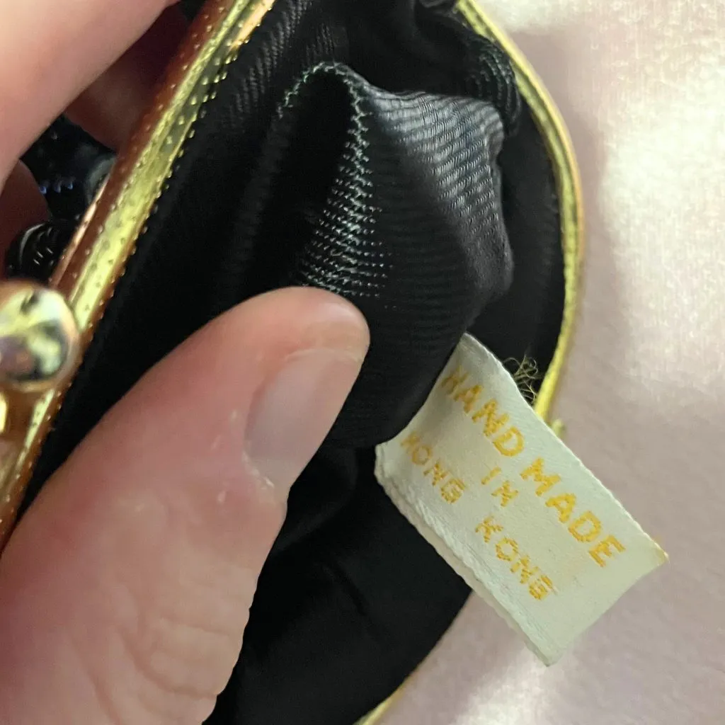 Vintage 60s Black Beaded Coin Purse Handmade Hong Kong Evening Bag Retro Mod MCM - Image 6