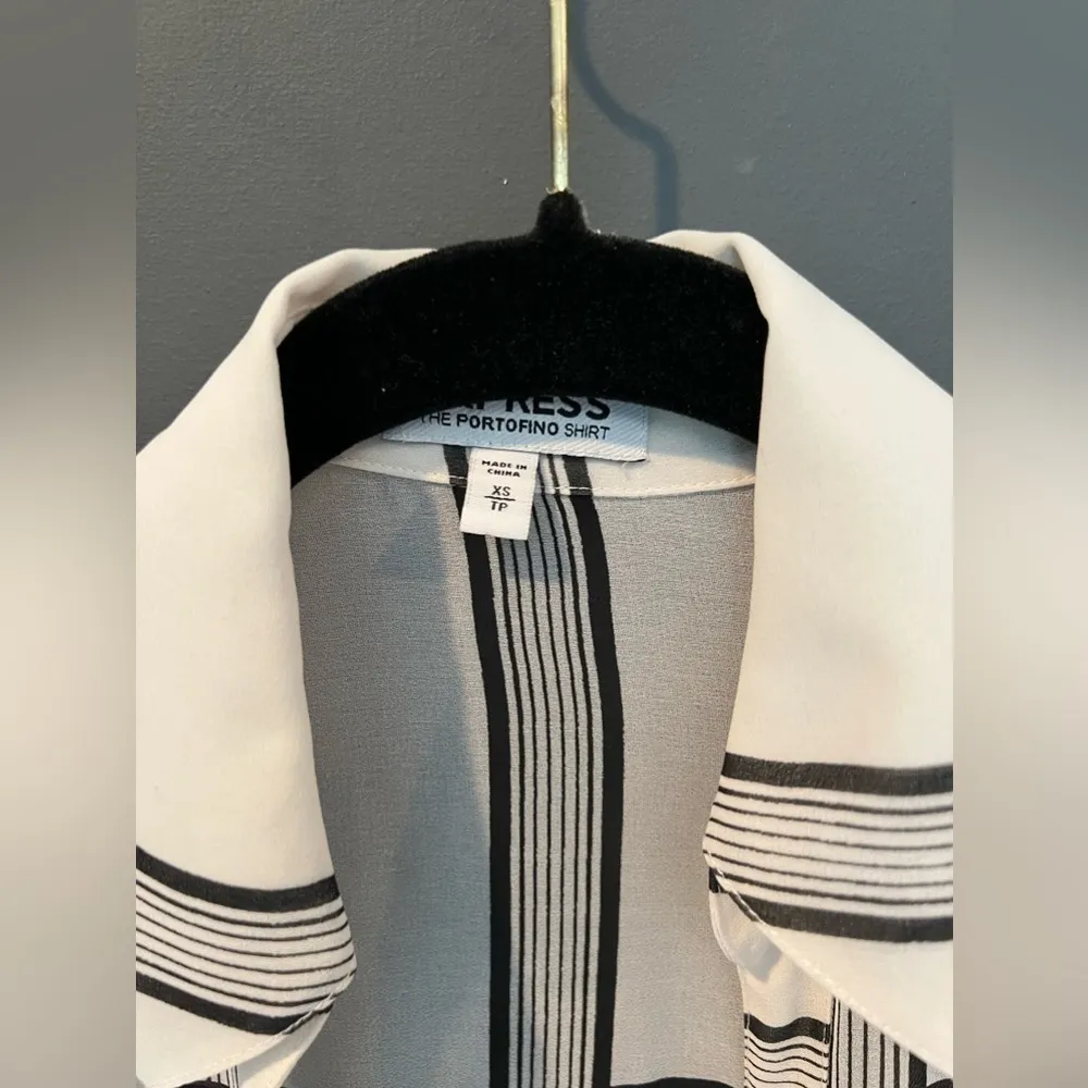 Express Portofino Shirt, Black and White see through, XS - Image 3