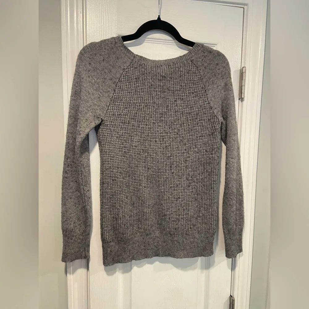 J. Crew Size S Gray Merino Wool Blend Waffle Knit Long Sleeve Crew Neck Sweater - Image 6