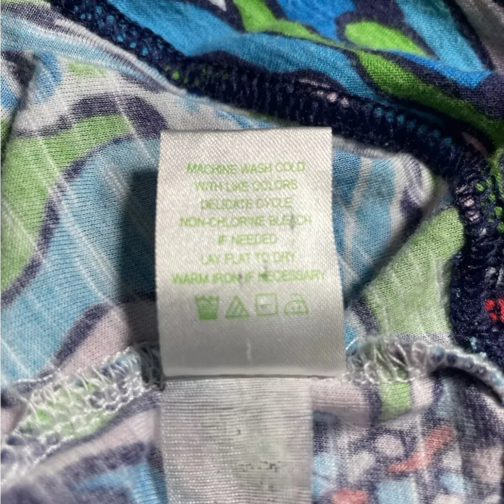 Lilly Pulitzer Women’s Small Tunic Dress Tropical Print Blue Green Cotton As Is - Image 14