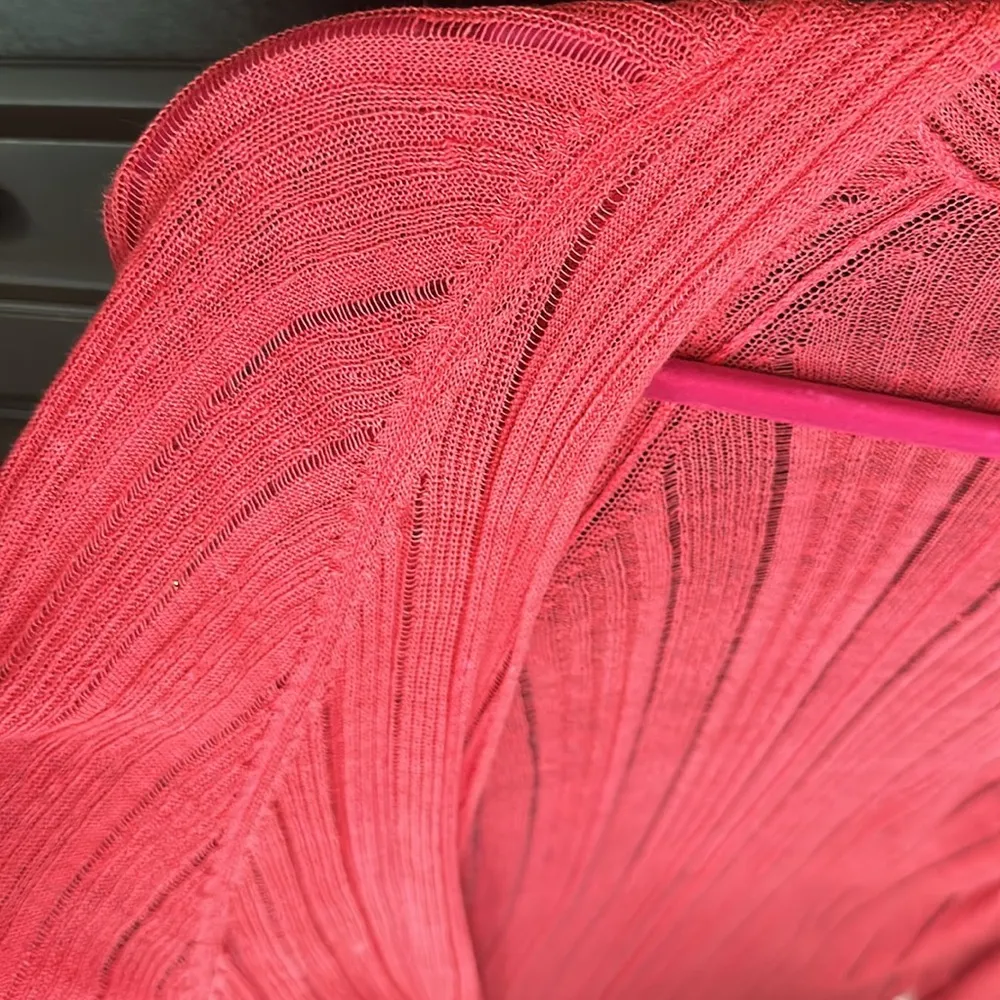 Eileen Fisher XL 95 percent linen rest silk salmon pink  cardigan delicate - Image 9