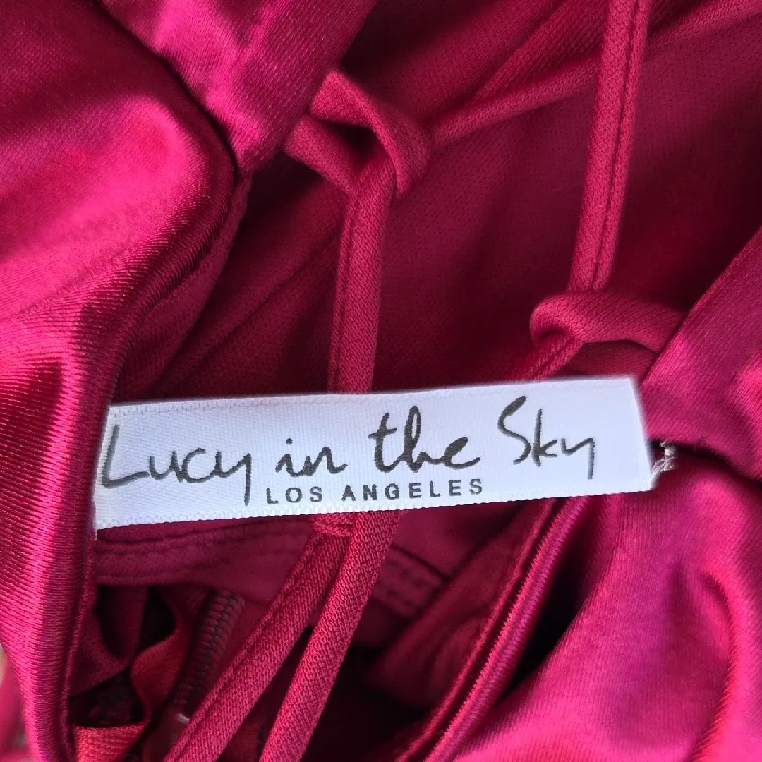 Lucy In The Sky Corset Ruched Mini Dress Burgundy Medium - Image 2