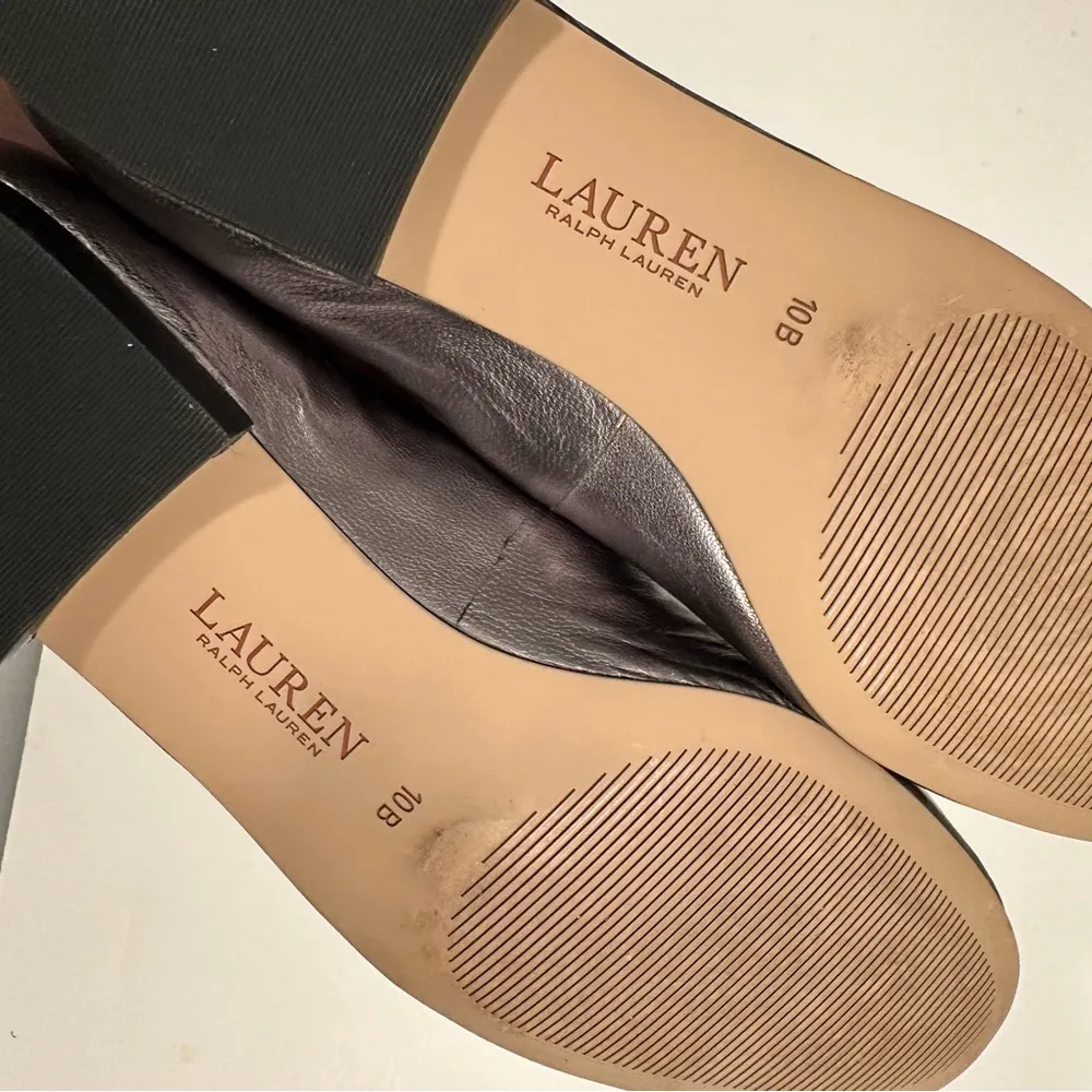 Lauren Ralph Lauren Glennie Leather Ballet Flats Gray Size 10 - Image 10