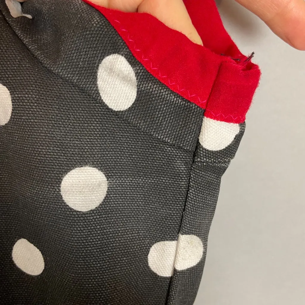 Handmade Retro Dress Polka Dot Circle Skirt Sock-Hop‎ Pin-Up Black White Flower - Image 8