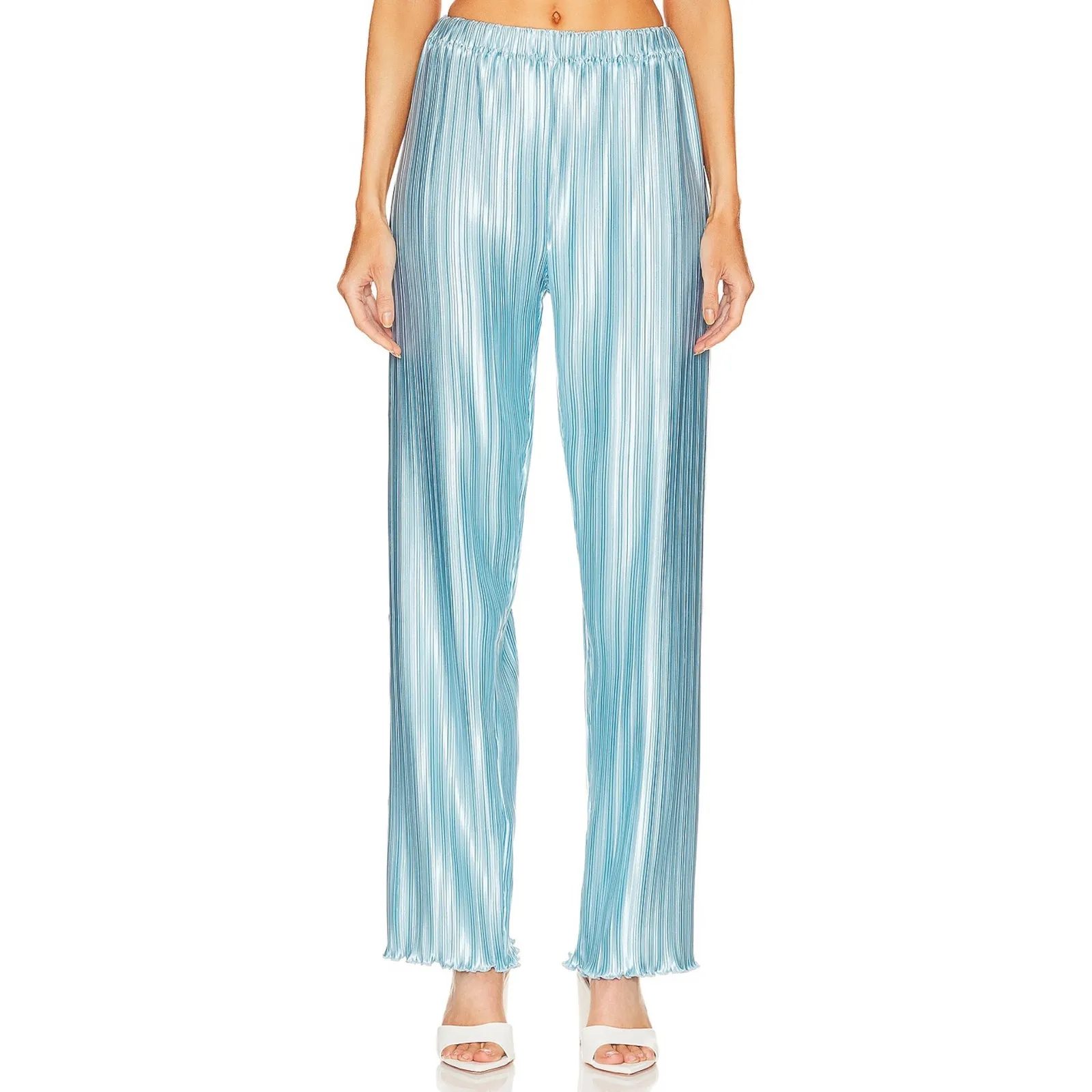 L’IDÉE Le Salon Pant Summer Blue Pleated Satin Pants NWT Size 8 - Image 11