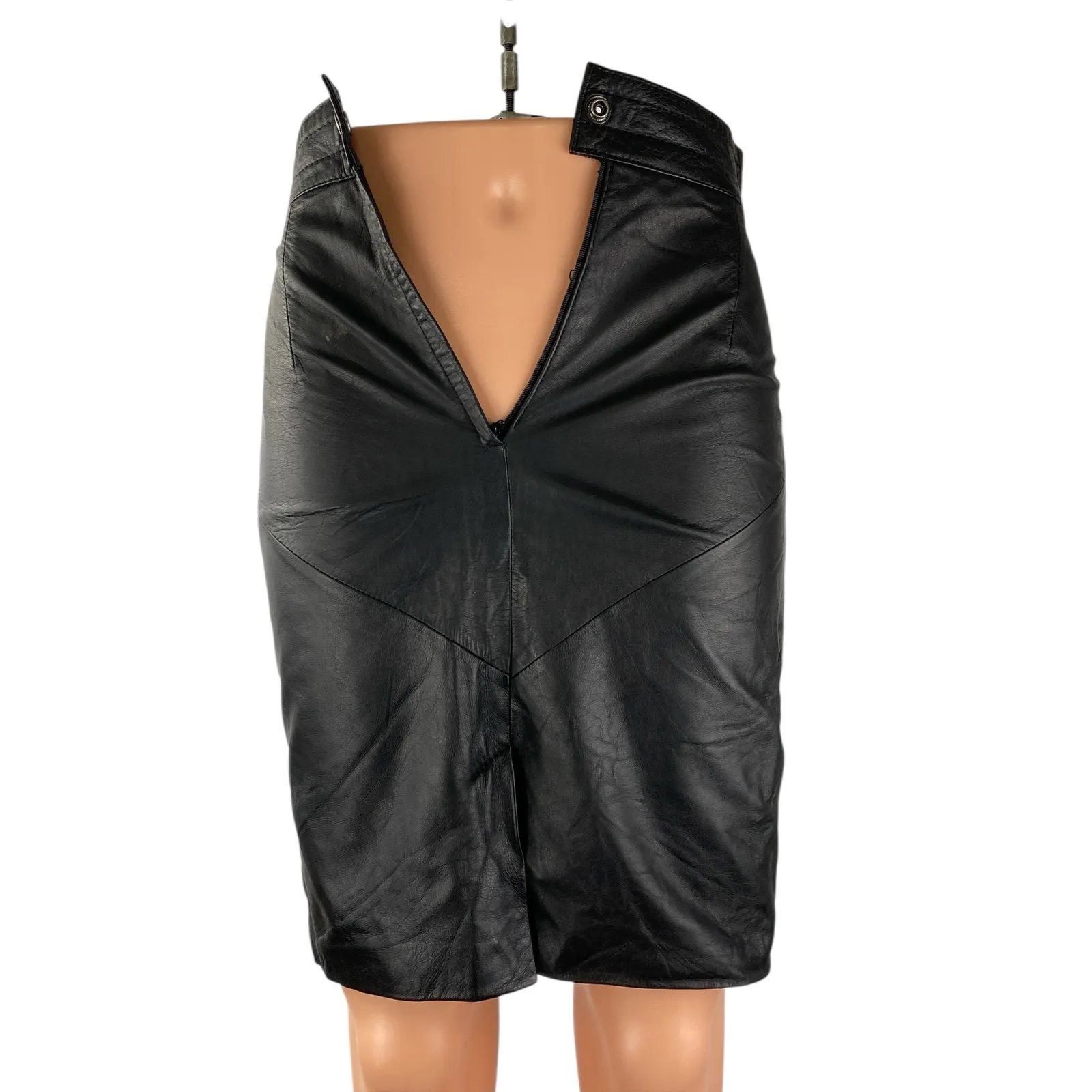 Disguise 100% Leather Black Zip Up High Rise Mini Bodycon Pencil Skirt Size XS - Image 2
