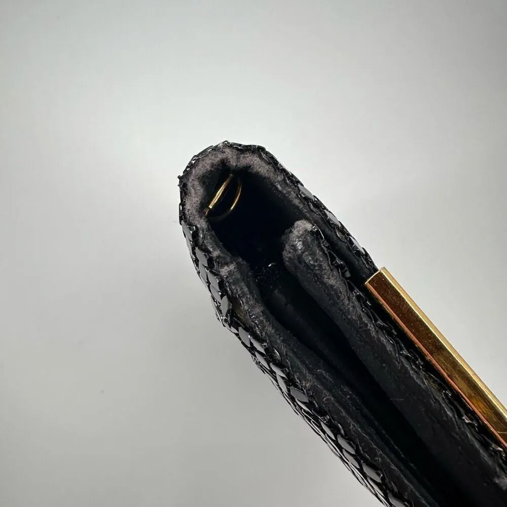 Vintage Women's Chainmail Metallic Mesh Purse Clutch Handbag Black Gold Small - Image 11